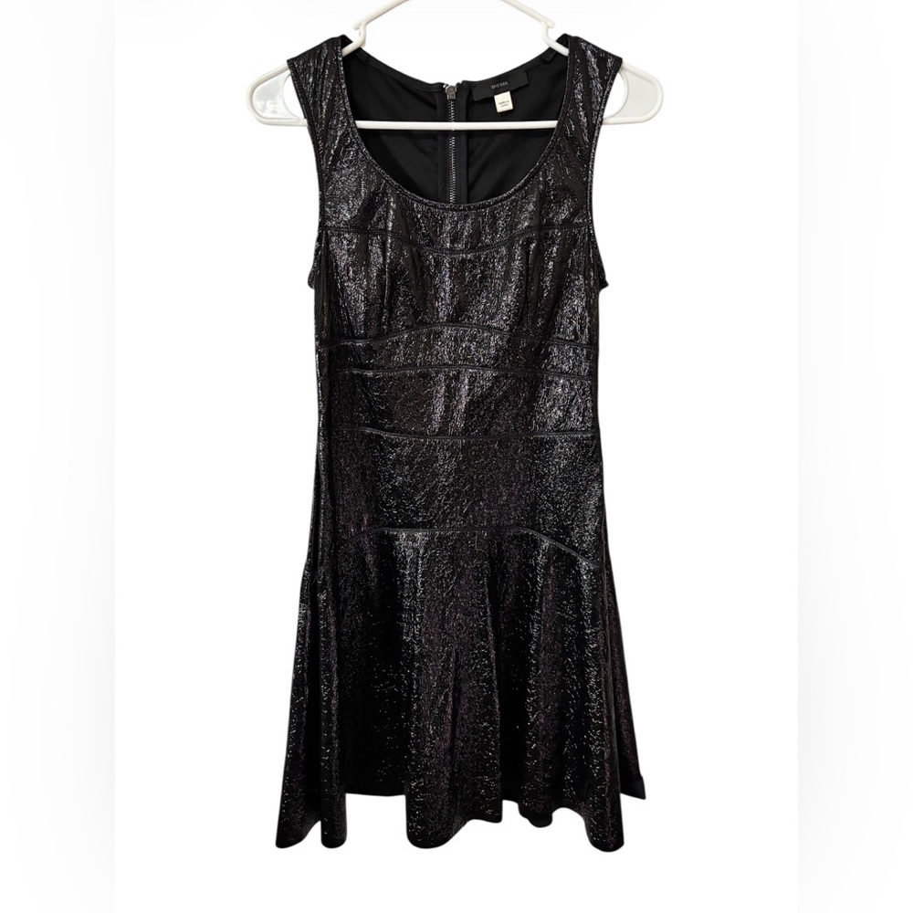 Diesel Vintage Y2K Faux Patent Leather Mini Dress Sleeveless Fit & Flare Sz S - Picture 3 of 6